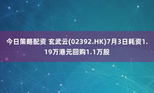 今日策略配资 玄武云(02392.HK)7月3日耗资1.19万港元回购1.1万股