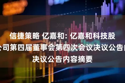 信捷策略 亿嘉和: 亿嘉和科技股份有限公司第四届董事会第四次会议决议公告内容摘要