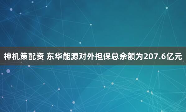 神机策配资 东华能源对外担保总余额为207.6亿元