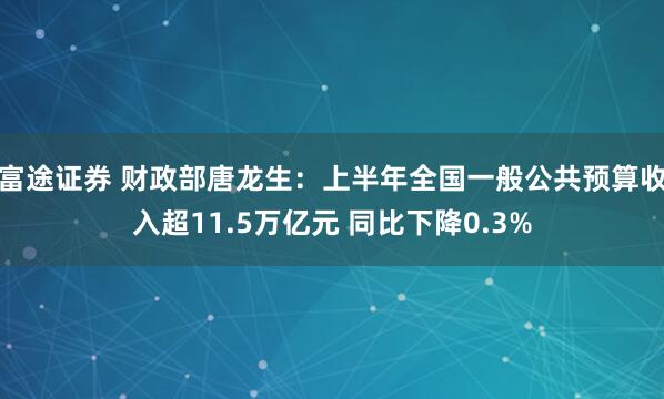 富途证券 财政部唐龙生：上半年全国一般公共预算收入超11.5万亿元 同比下降0.3%